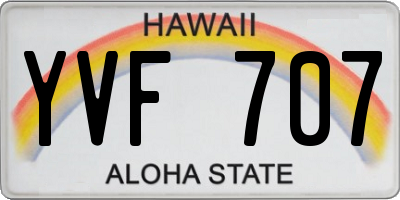 HI license plate YVF707