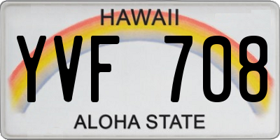 HI license plate YVF708