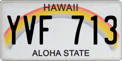 HI license plate YVF713