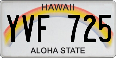 HI license plate YVF725