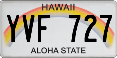 HI license plate YVF727
