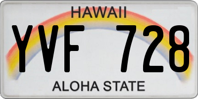 HI license plate YVF728