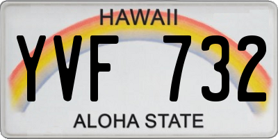 HI license plate YVF732