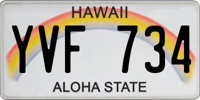 HI license plate YVF734