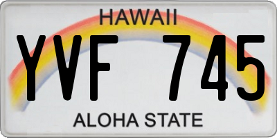 HI license plate YVF745
