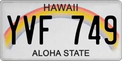 HI license plate YVF749