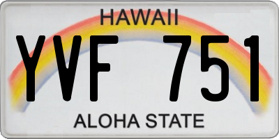 HI license plate YVF751