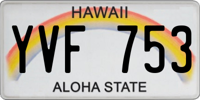 HI license plate YVF753