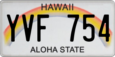 HI license plate YVF754