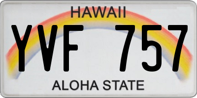 HI license plate YVF757