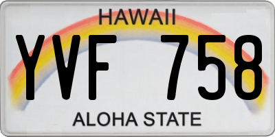 HI license plate YVF758