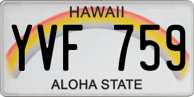HI license plate YVF759