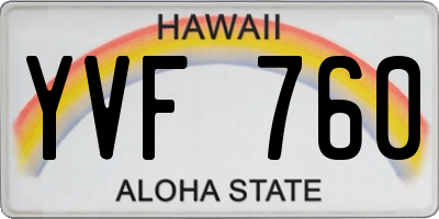 HI license plate YVF760