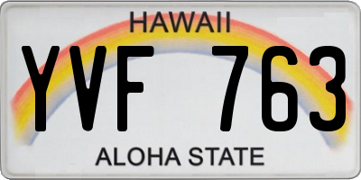 HI license plate YVF763