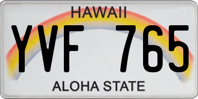 HI license plate YVF765