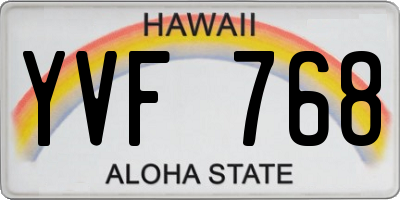 HI license plate YVF768