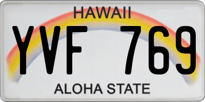 HI license plate YVF769