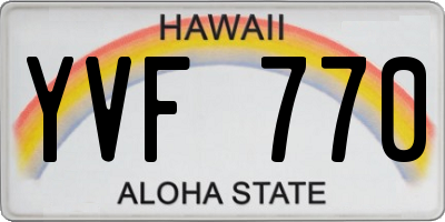 HI license plate YVF770