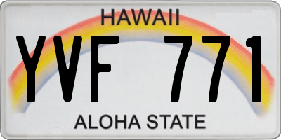 HI license plate YVF771