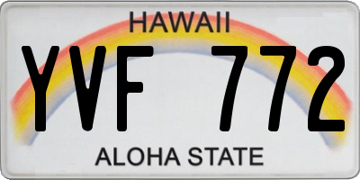 HI license plate YVF772
