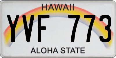 HI license plate YVF773