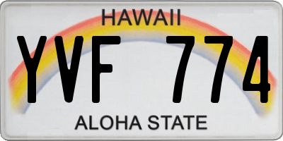 HI license plate YVF774