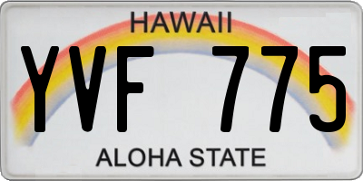 HI license plate YVF775