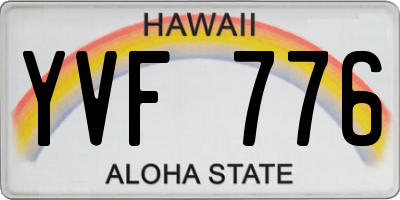 HI license plate YVF776