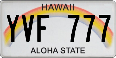 HI license plate YVF777