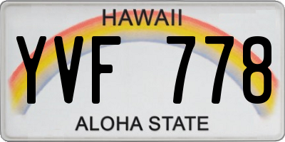 HI license plate YVF778
