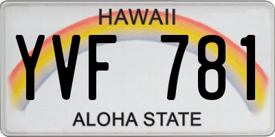 HI license plate YVF781