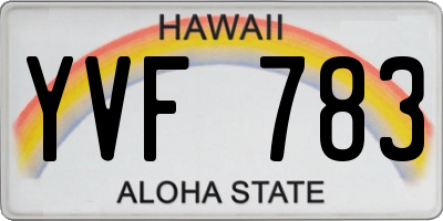 HI license plate YVF783