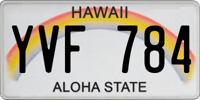 HI license plate YVF784