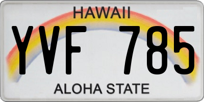 HI license plate YVF785