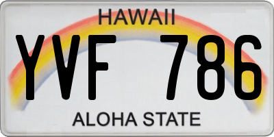 HI license plate YVF786