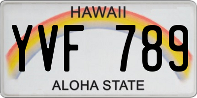 HI license plate YVF789