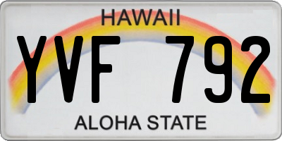 HI license plate YVF792