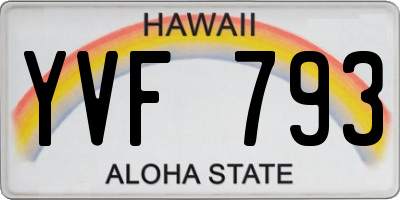 HI license plate YVF793