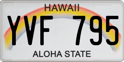 HI license plate YVF795