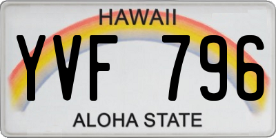 HI license plate YVF796