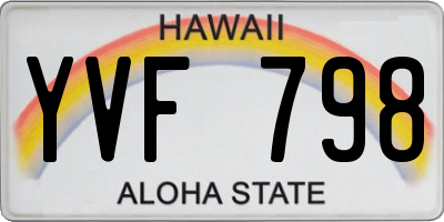 HI license plate YVF798