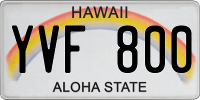 HI license plate YVF800