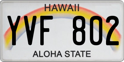 HI license plate YVF802