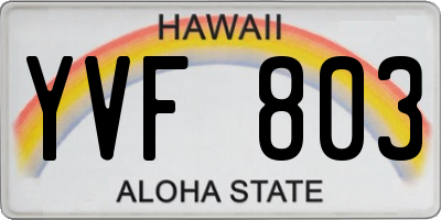 HI license plate YVF803