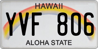 HI license plate YVF806