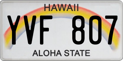 HI license plate YVF807