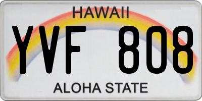 HI license plate YVF808