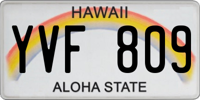 HI license plate YVF809