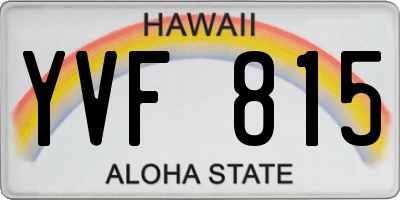 HI license plate YVF815
