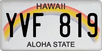 HI license plate YVF819